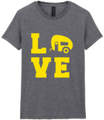 Love – Ladies T-Shirt in Graphite Heather with Yellow vinyl