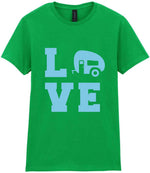 Love – Ladies T-Shirt in Irish Green with Baby Blue vinyl