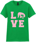 Love – Ladies T-Shirt in Irish Green with Baby Pink vinyl