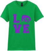 Love – Ladies T-Shirt in Irish Green with Purple vinyl