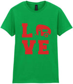 Love – Ladies T-Shirt in Irish Green with Red vinyl