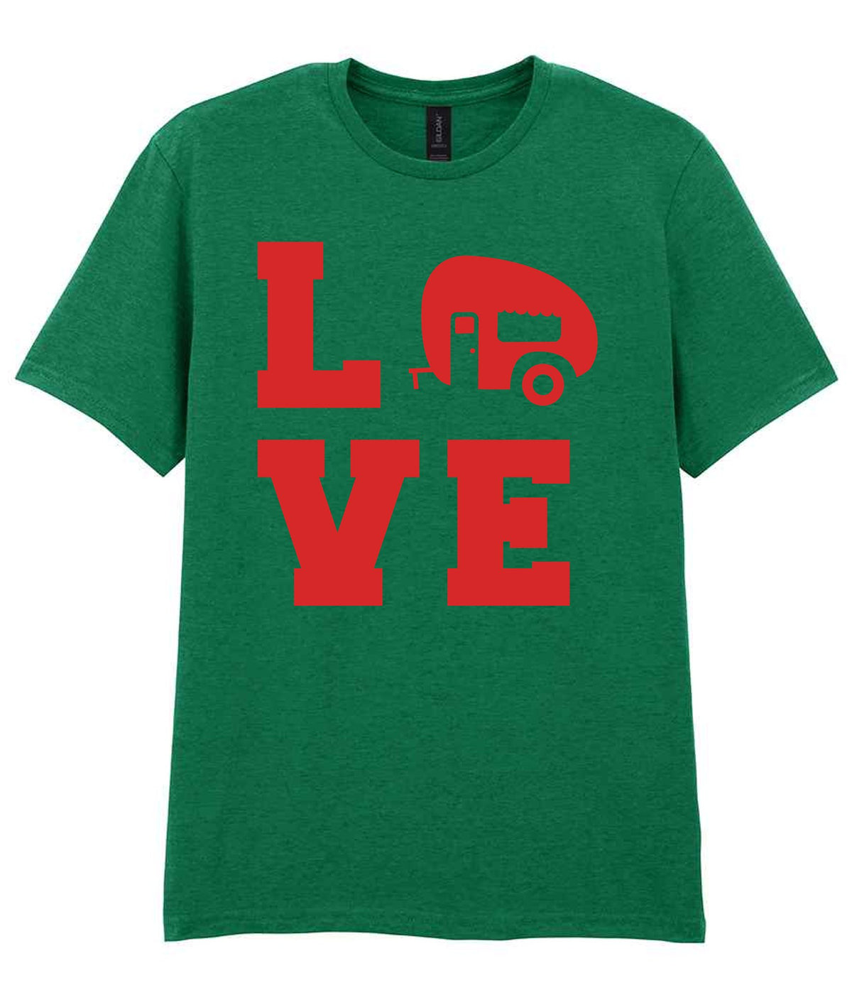 Love – Unisex T-Shirt in Kelly Green with Red vinyl