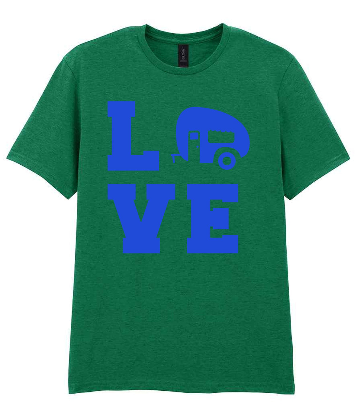Love – Unisex T-Shirt in Kelly Green with Royal Blue vinyl