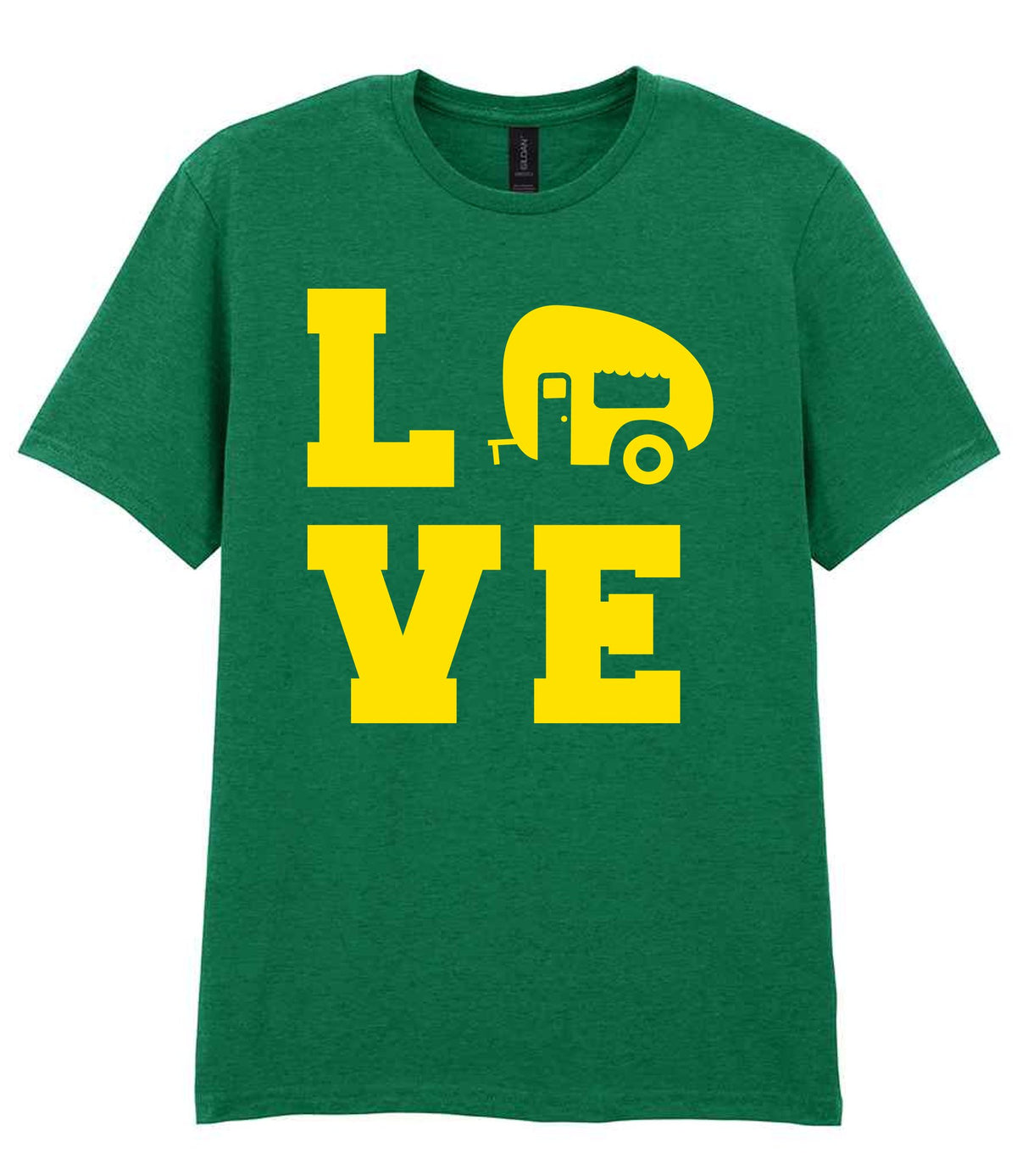 Love – Unisex T-Shirt in Kelly Green with Yellow vinyl