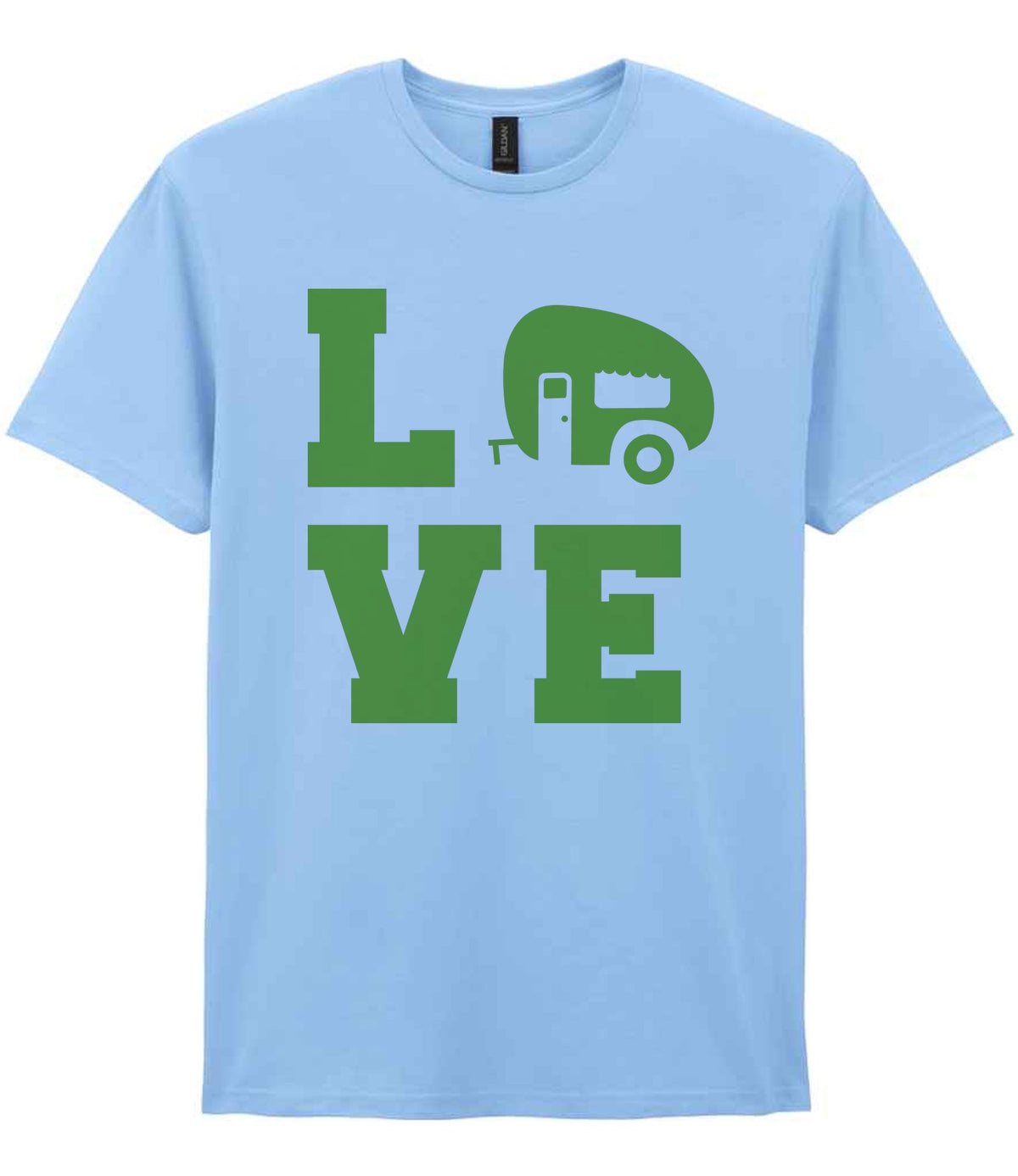 Love – Unisex T-Shirt in Light Blue with Apple Green vinyl