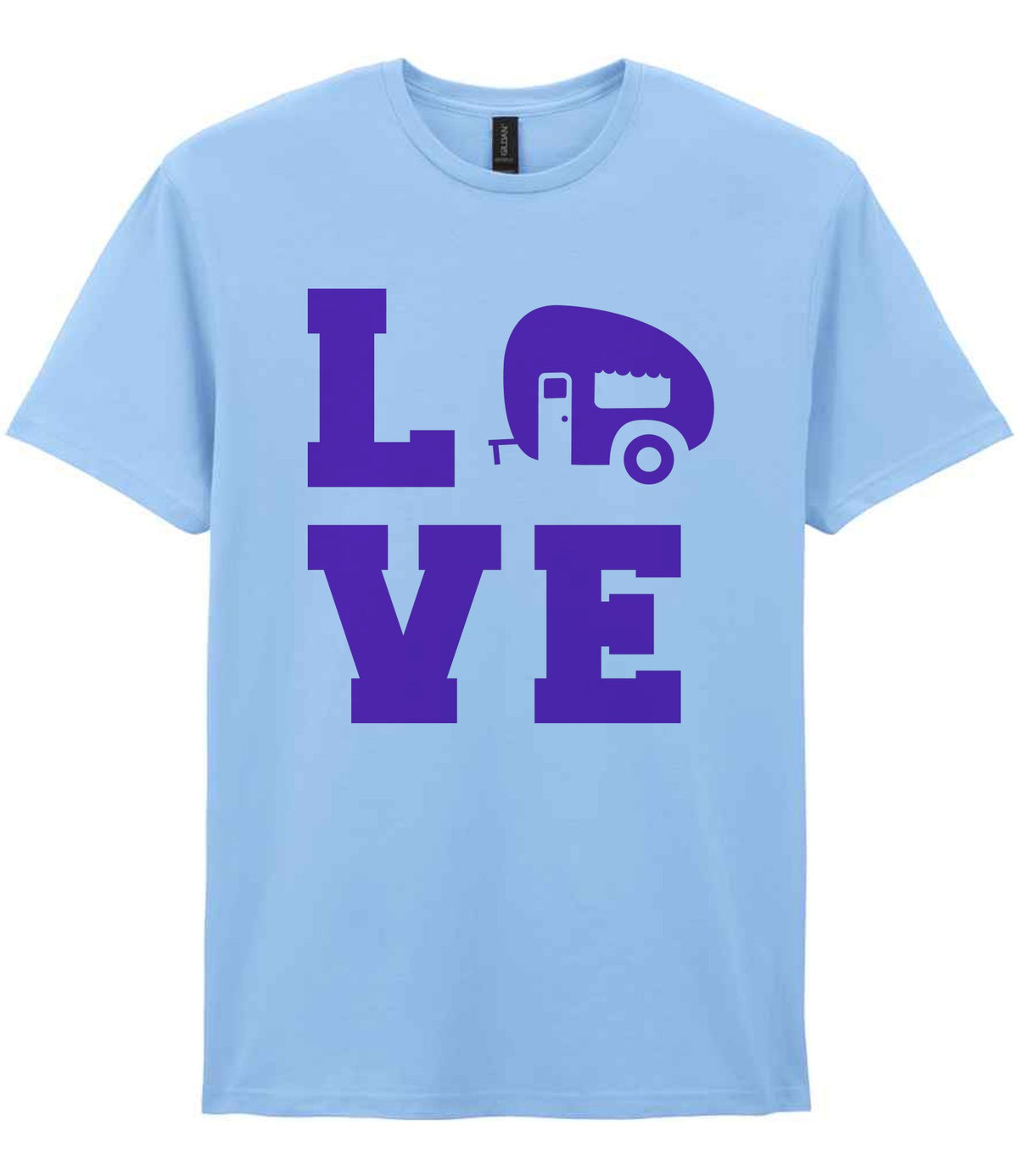 Love – Unisex T-Shirt in Light Blue with Purple vinyl