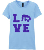 Love – Ladies T-Shirt in Light Blue with Purple vinyl