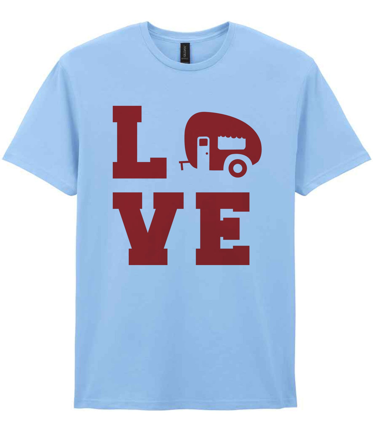 Love – Unisex T-Shirt in Light Blue with Red vinyl
