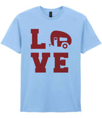 Love – Unisex T-Shirt in Light Blue with Red vinyl