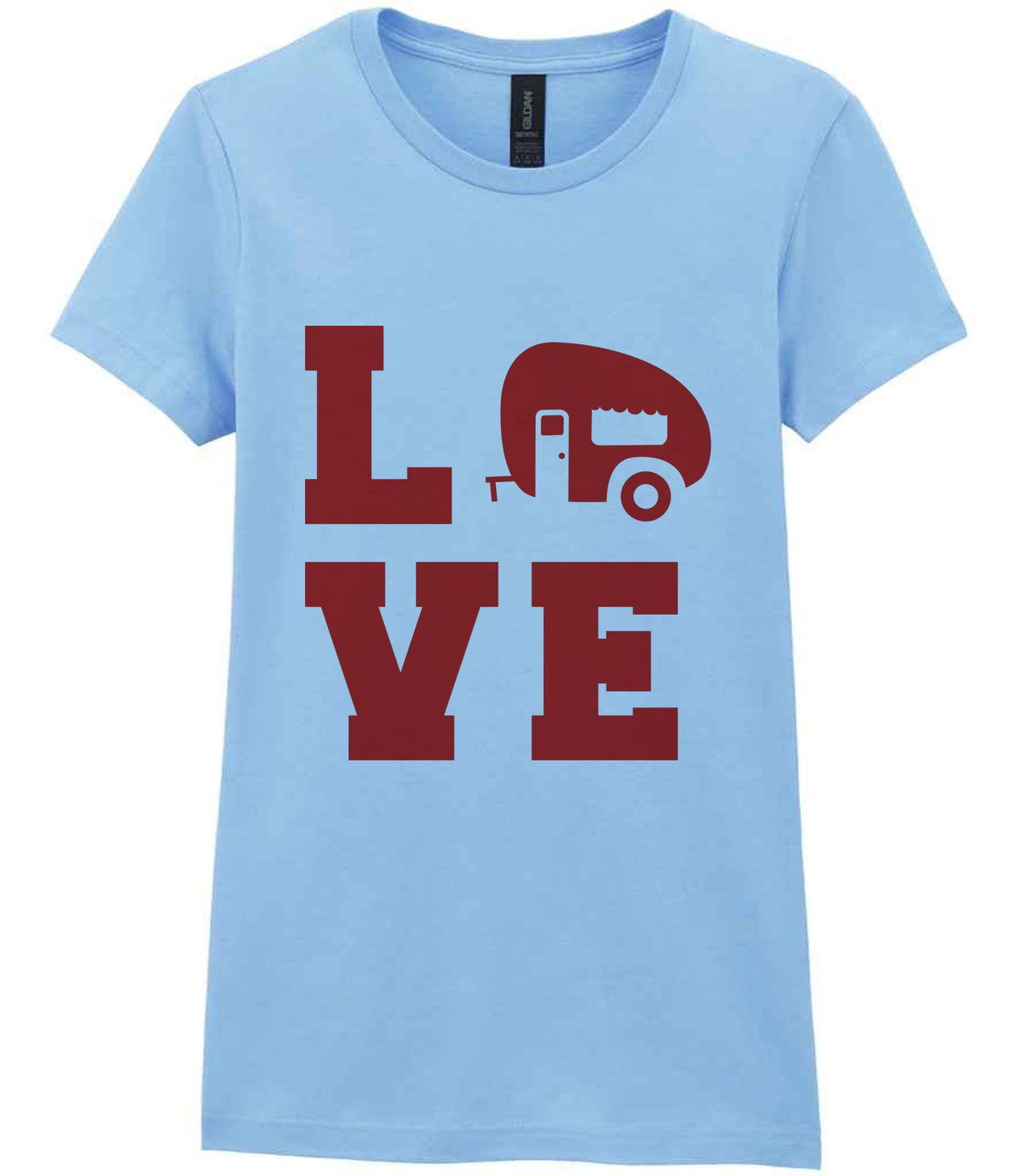 Love – Ladies T-Shirt in Light Blue with Red vinyl