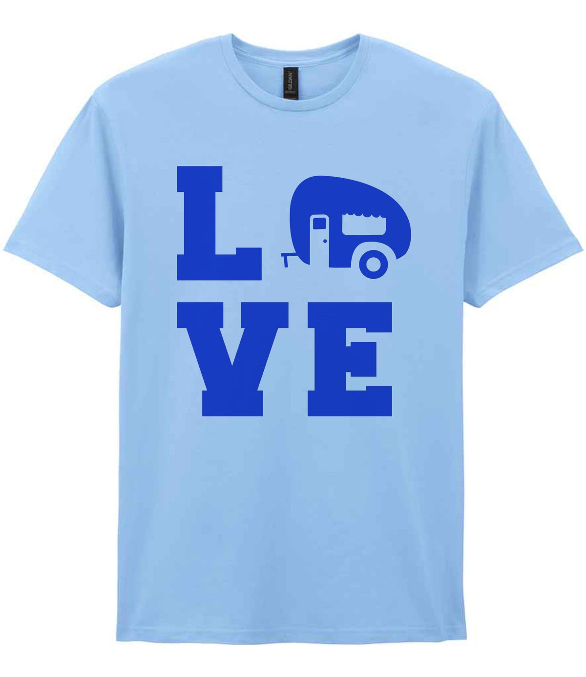 Love – Unisex T-Shirt in Light Blue with Royal Blue vinyl