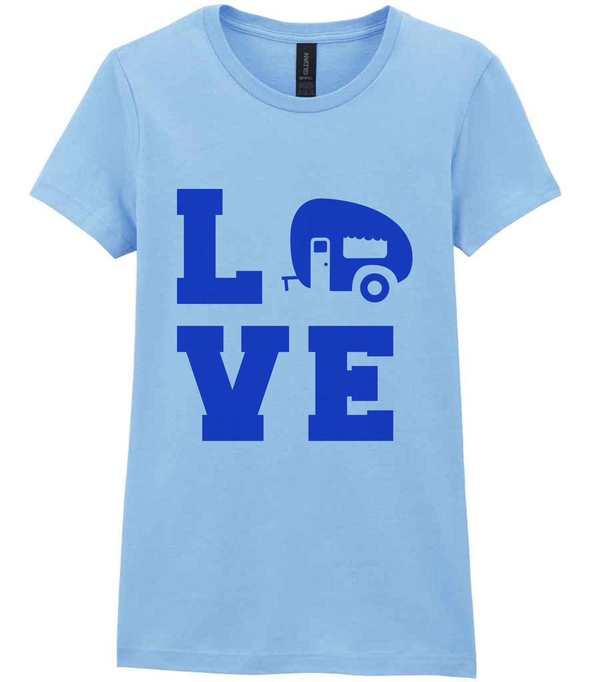 Love – Ladies T-Shirt in Light Blue with Royal Blue vinyl