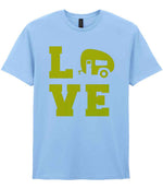 Love – Unisex T-Shirt in Light Blue with Yellow vinyl