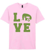 Love – Unisex T-Shirt in Light Pink with Apple Green vinyl