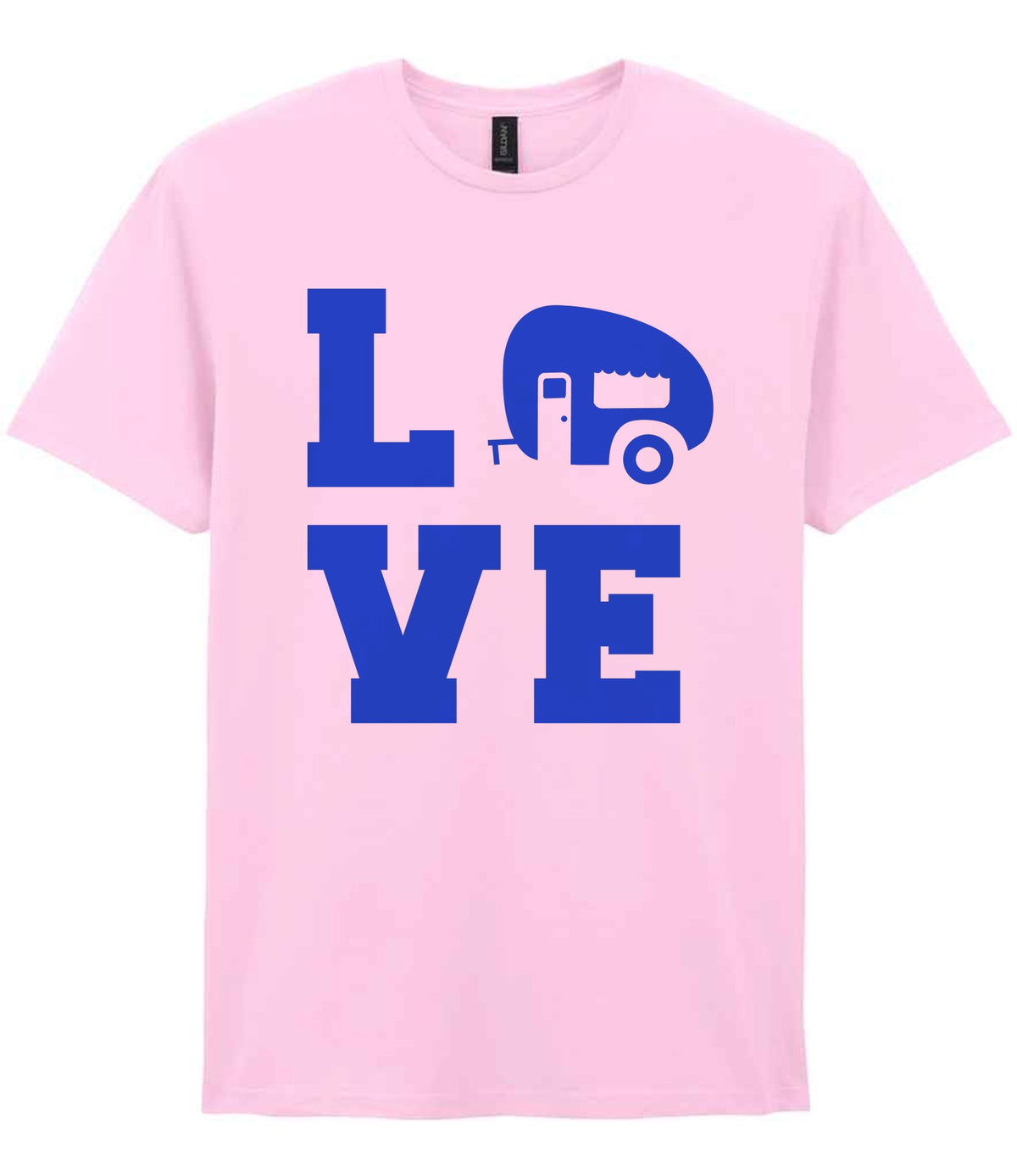 Love – Unisex T-Shirt in Light Pink with Royal Blue vinyl