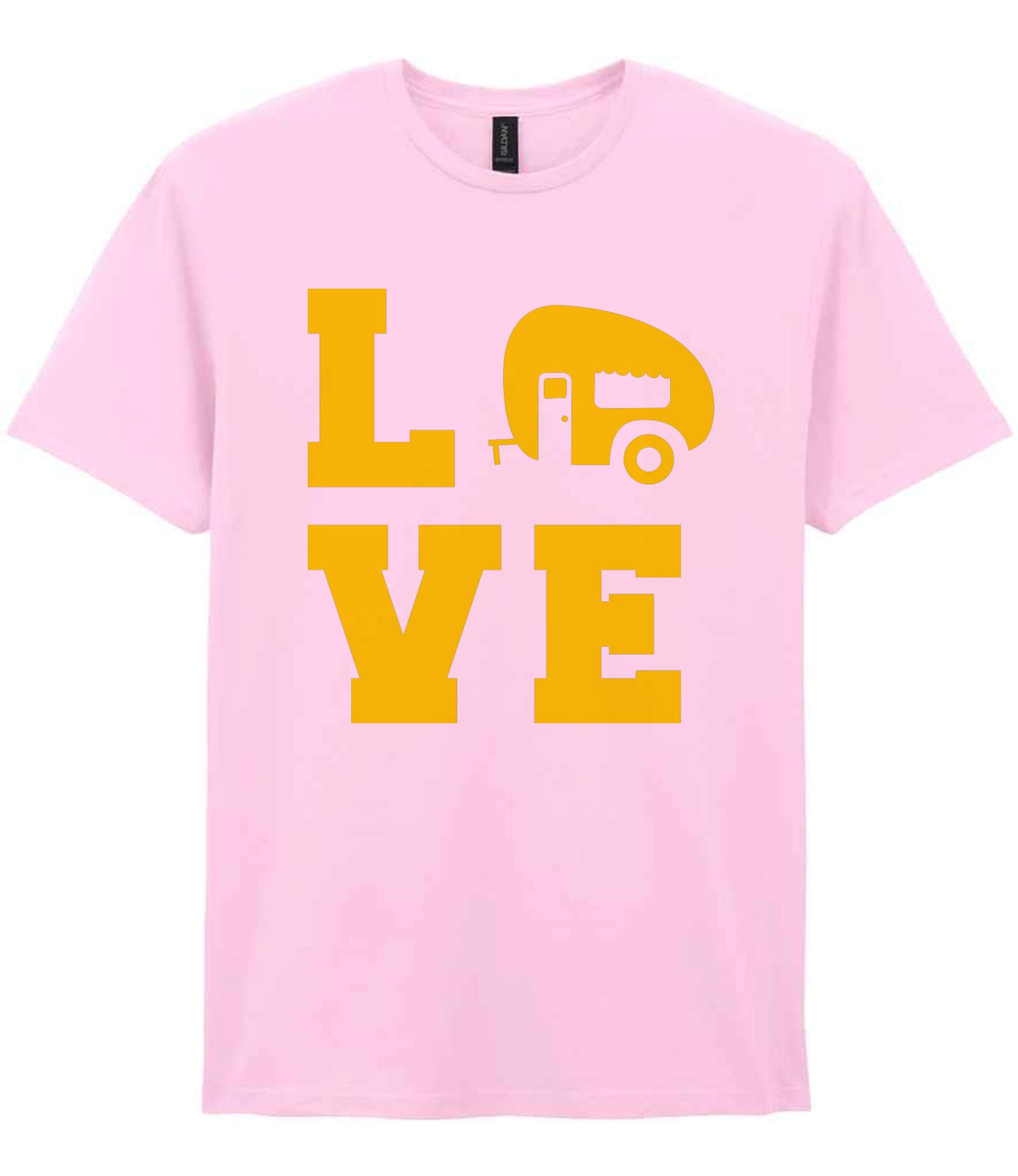 Love – Unisex T-Shirt in Light Pink with Yellow vinyl