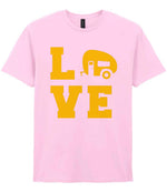 Love – Unisex T-Shirt in Light Pink with Yellow vinyl