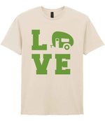 Love – Unisex T-Shirt in Natural with Apple Green vinyl