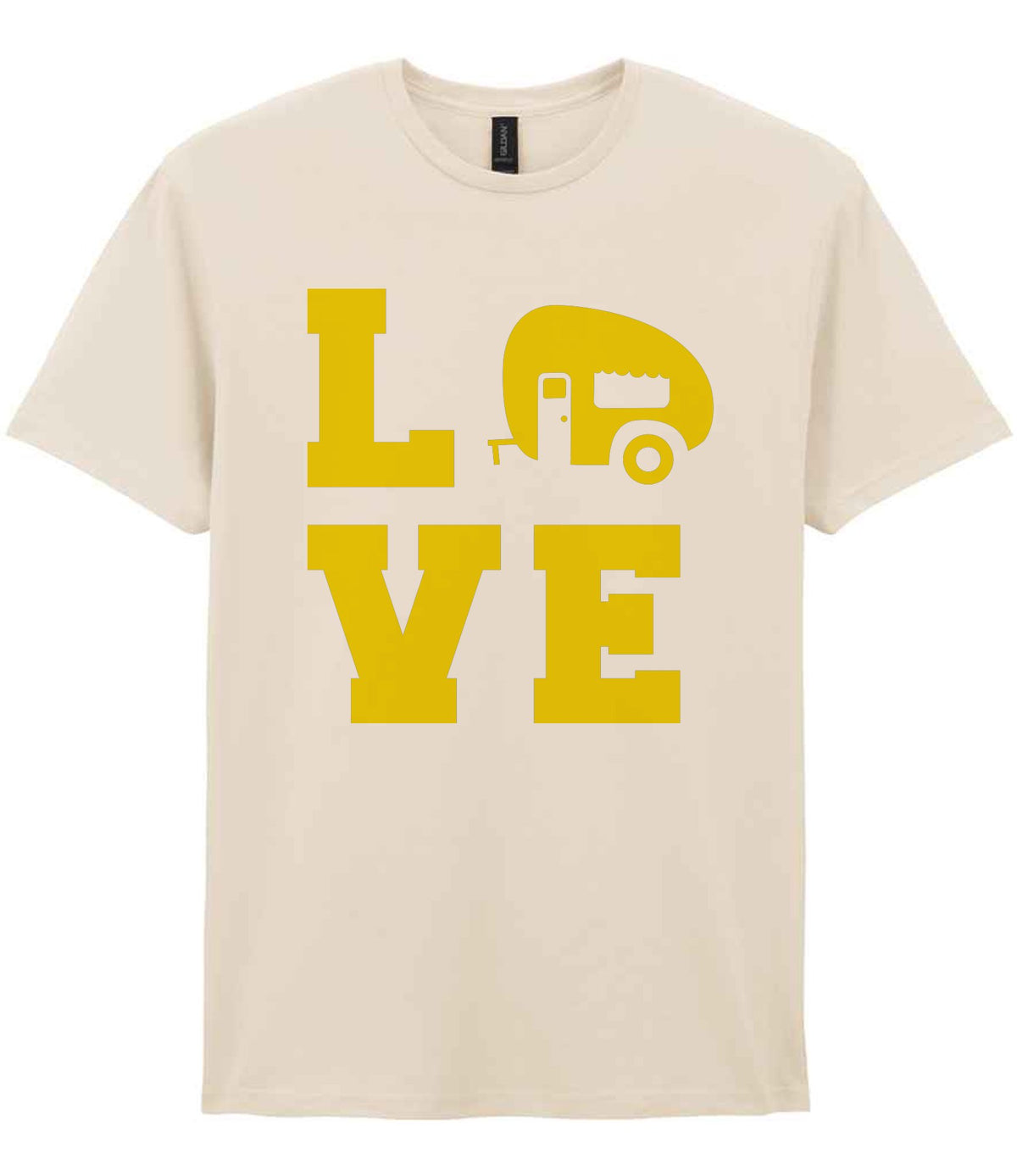 Love – Unisex T-Shirt in Natural with Yellow vinyl