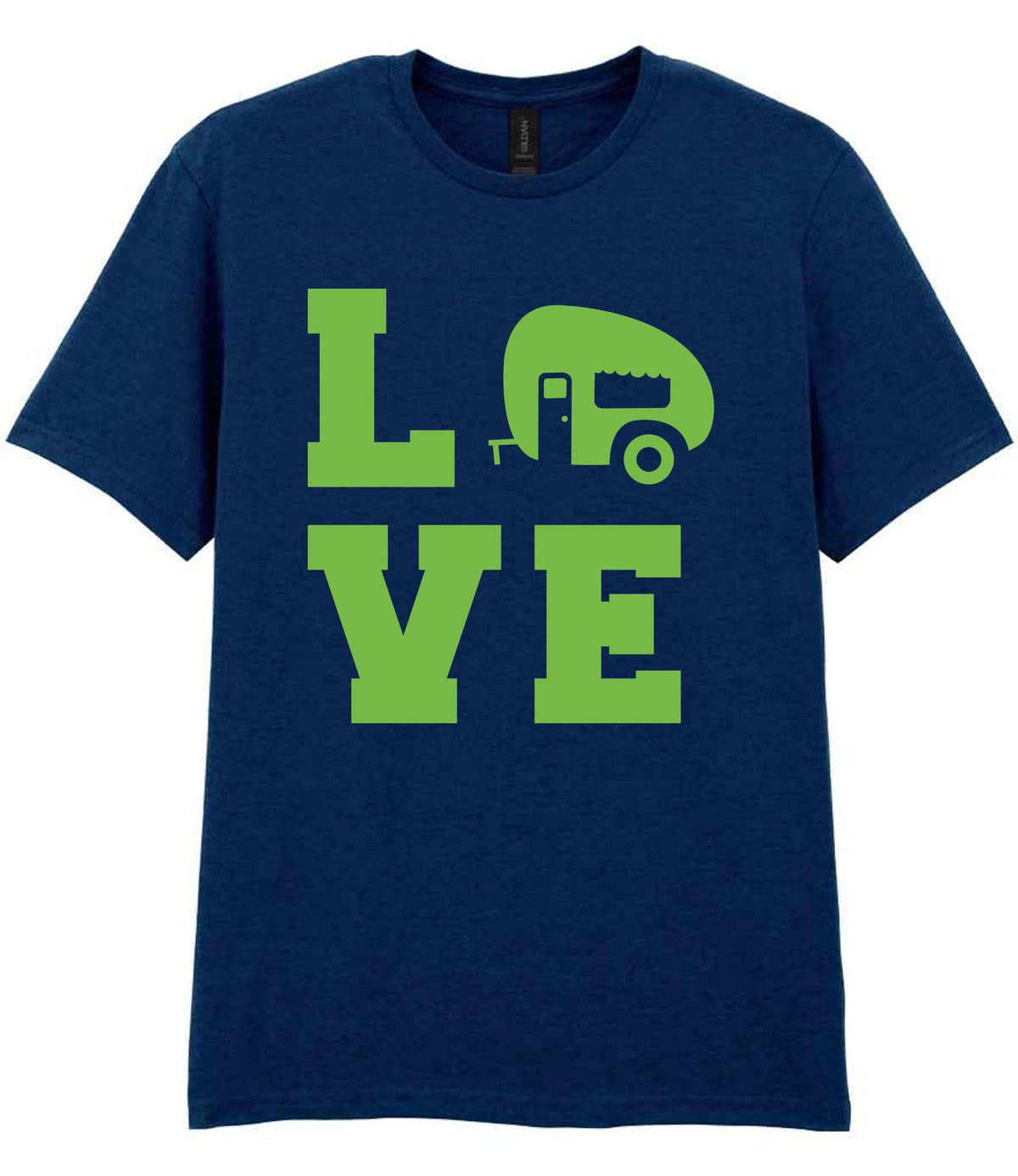 Love – Unisex T-Shirt in Navy with Apple Green vinyl