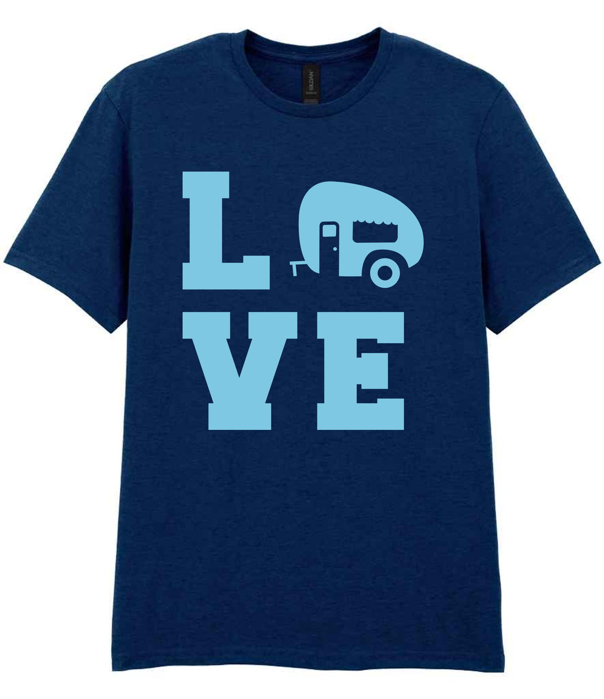 Love – Unisex T-Shirt in Navy with Baby Blue vinyl