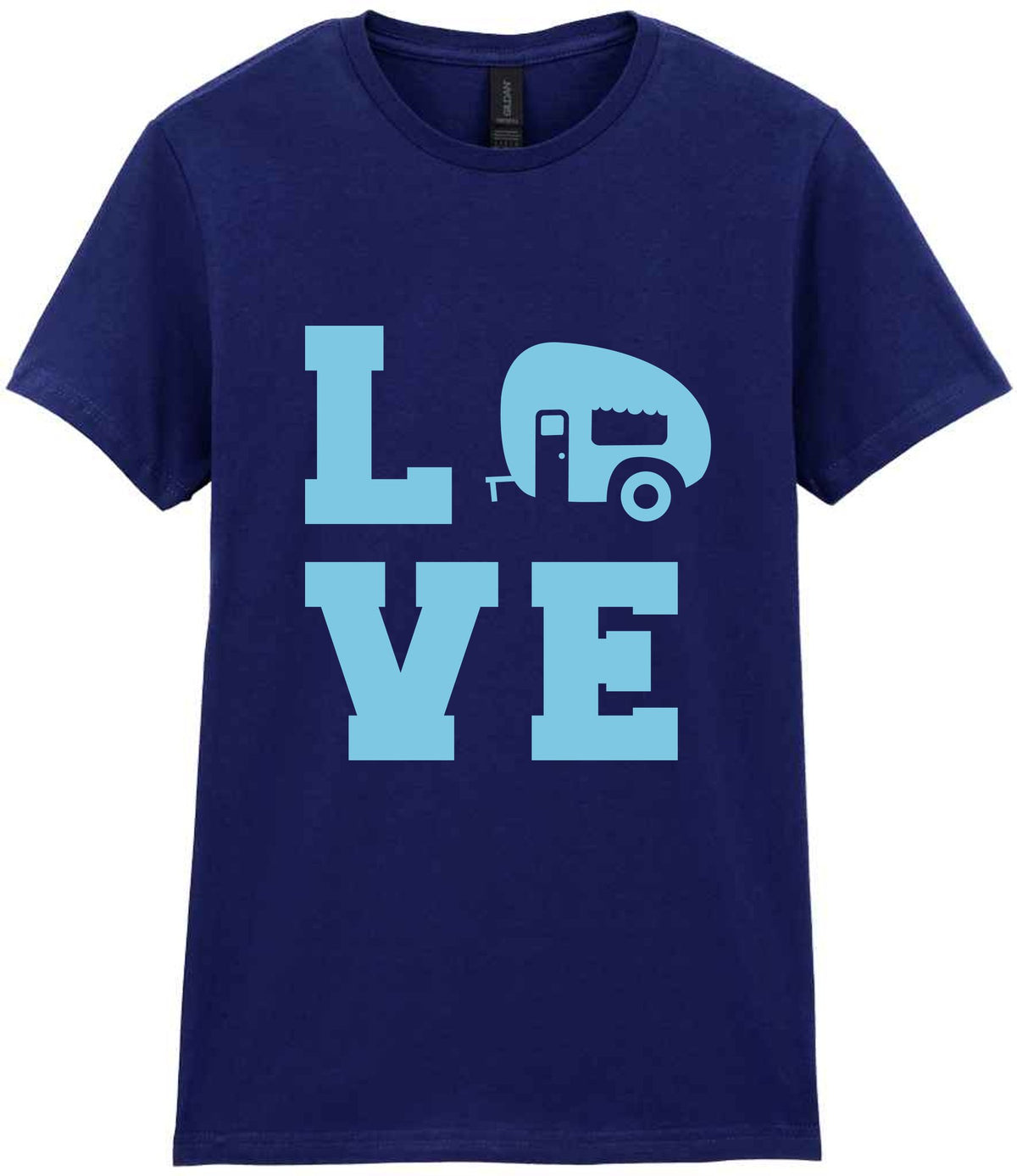 Love – Ladies T-Shirt in Navy with Baby Blue vinyl