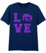 Love – Unisex T-Shirt in Navy with Purple vinyl