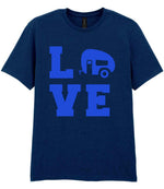 Love – Unisex T-Shirt in Navy with Royal Blue vinyl