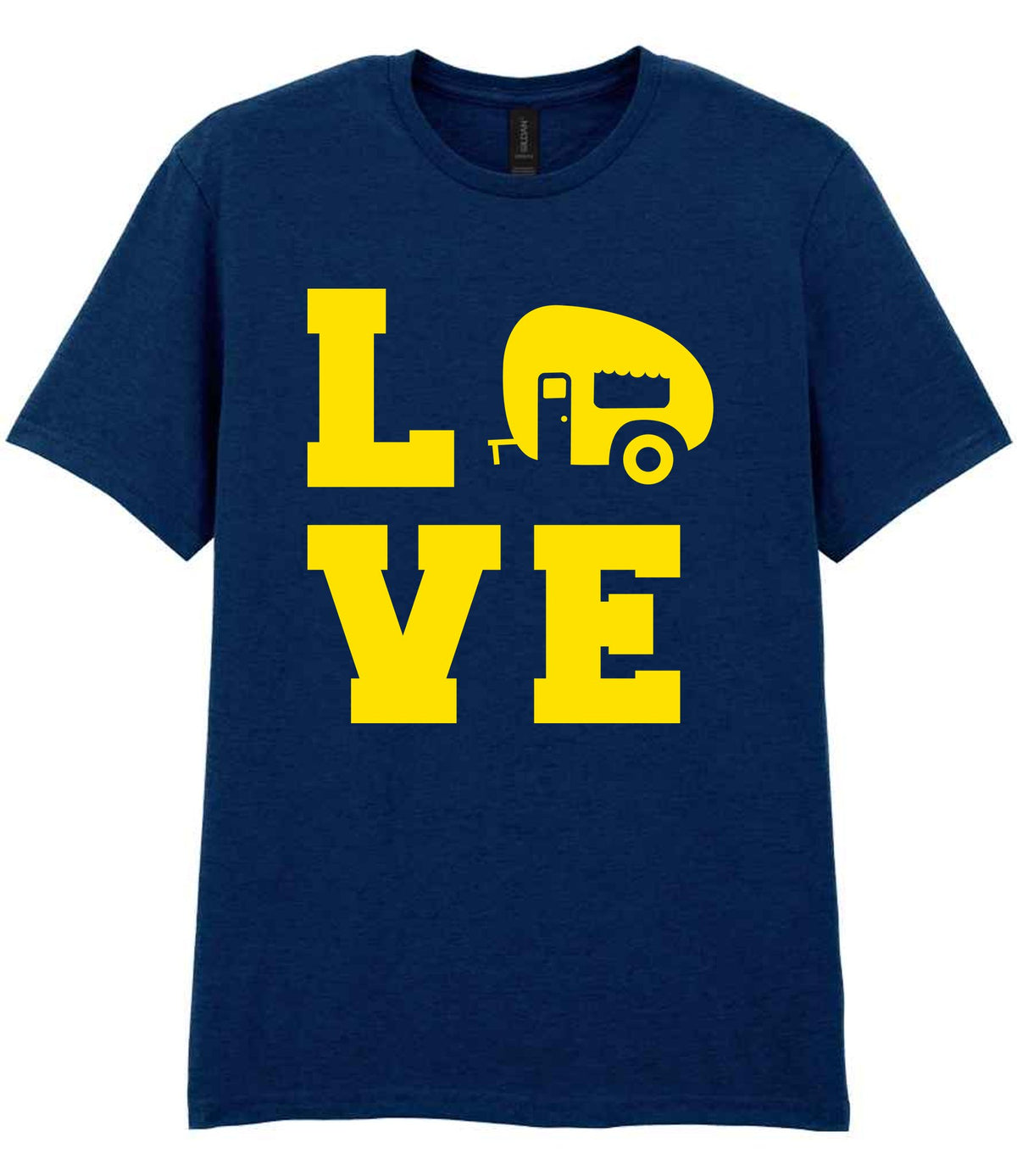 Love – Unisex T-Shirt in Navy with Yellow vinyl