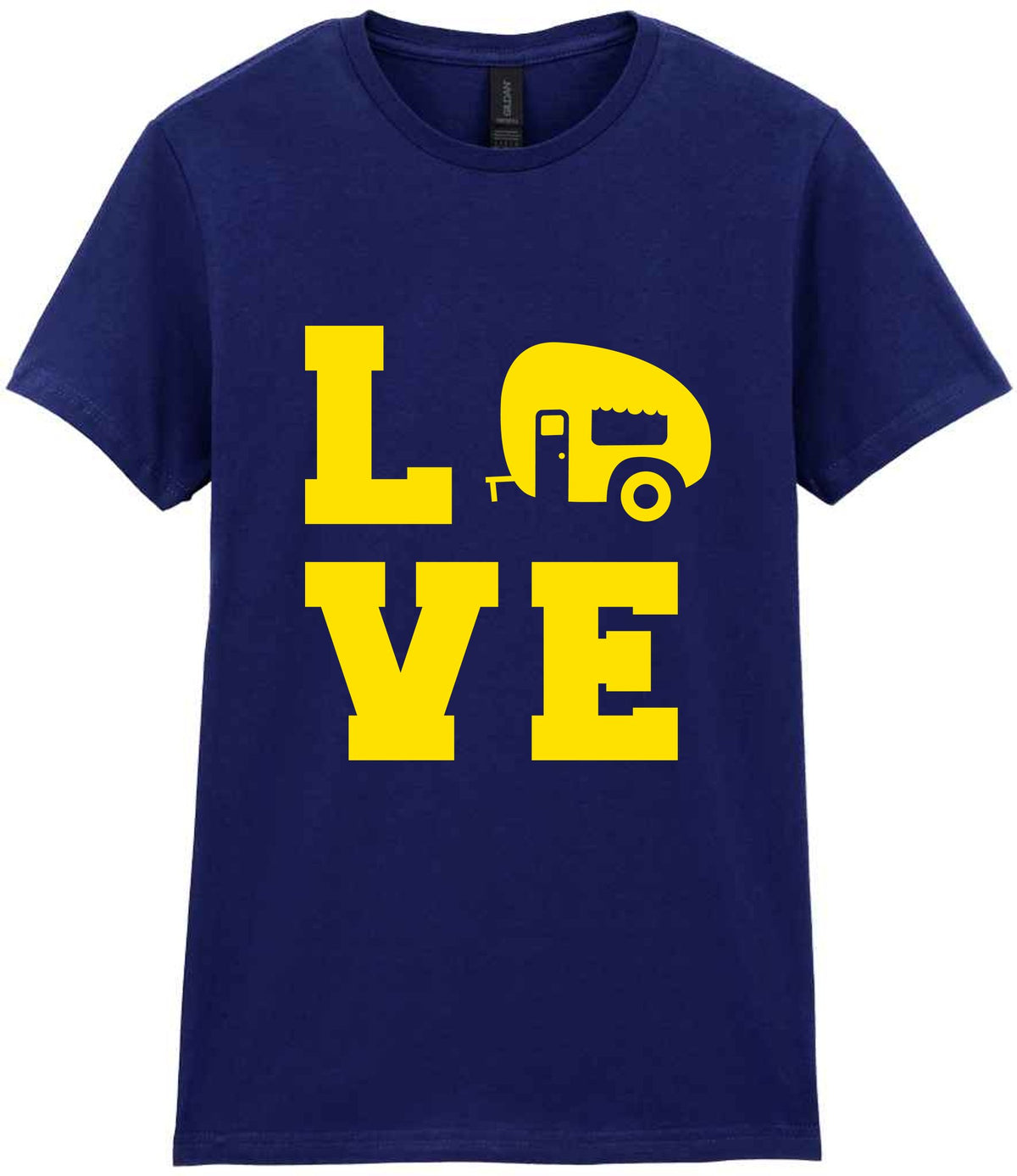 Love – Ladies T-Shirt in Navy with Yellow vinyl