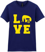 Love – Ladies T-Shirt in Navy with Yellow vinyl