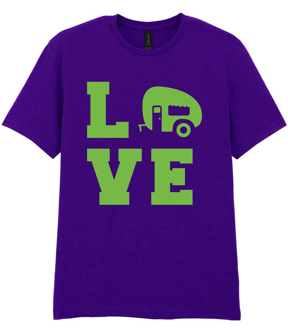 Love – Unisex T-Shirt in Purple with Apple Green vinyl