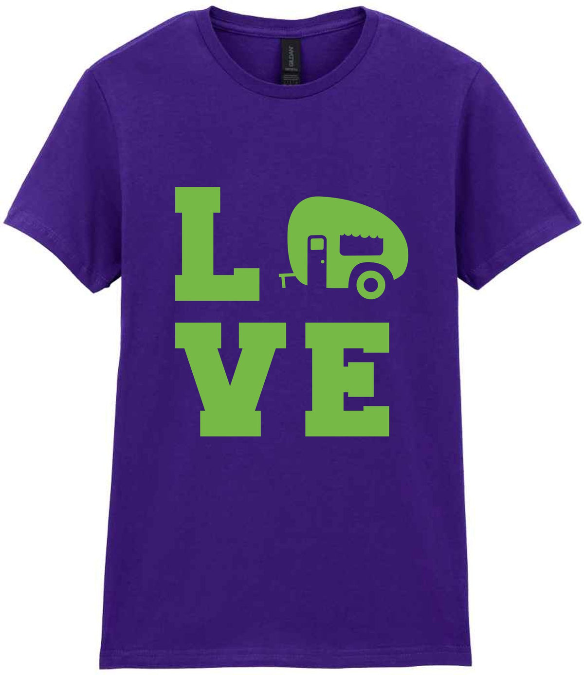 Love – Ladies T-Shirt in Purple with Apple Green vinyl