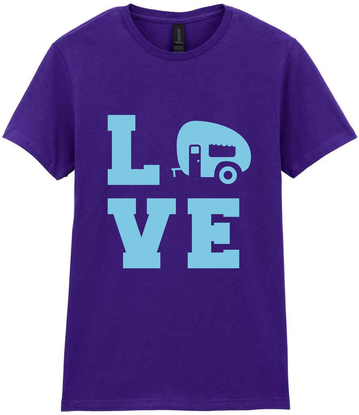 Love – Ladies T-Shirt in Purple with Baby Blue vinyl