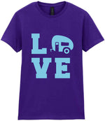Love – Ladies T-Shirt in Purple with Baby Blue vinyl