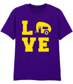 Love – Unisex T-Shirt in Purple with Yellow vinyl