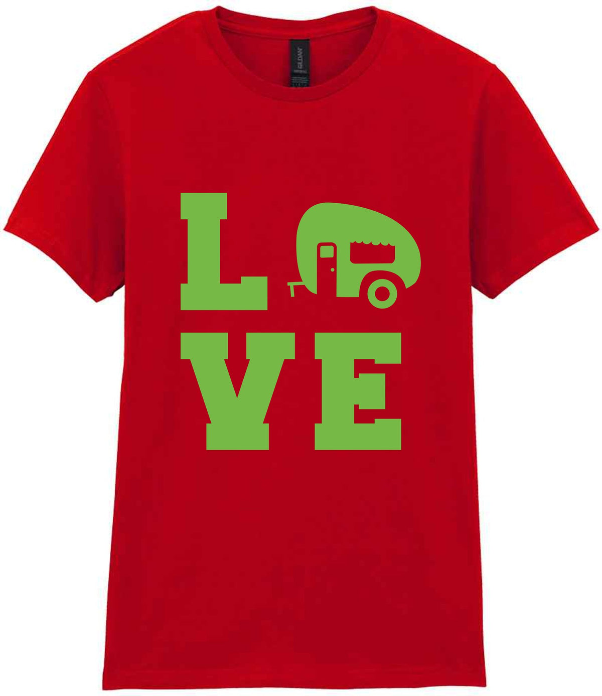 Love – Ladies T-Shirt in Red with Apple Green vinyl