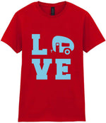 Love – Ladies T-Shirt in Red with Baby Blue vinyl