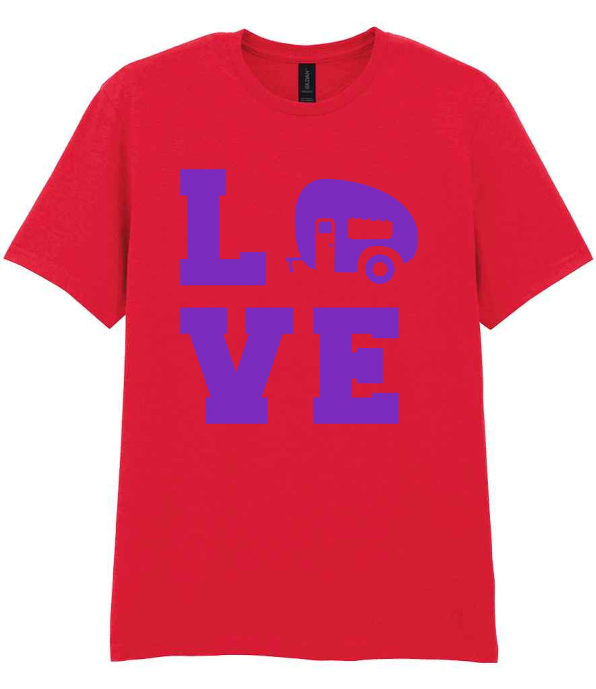 Love – Unisex T-Shirt in Red with Purple vinyl