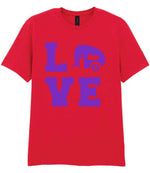 Love – Unisex T-Shirt in Red with Purple vinyl