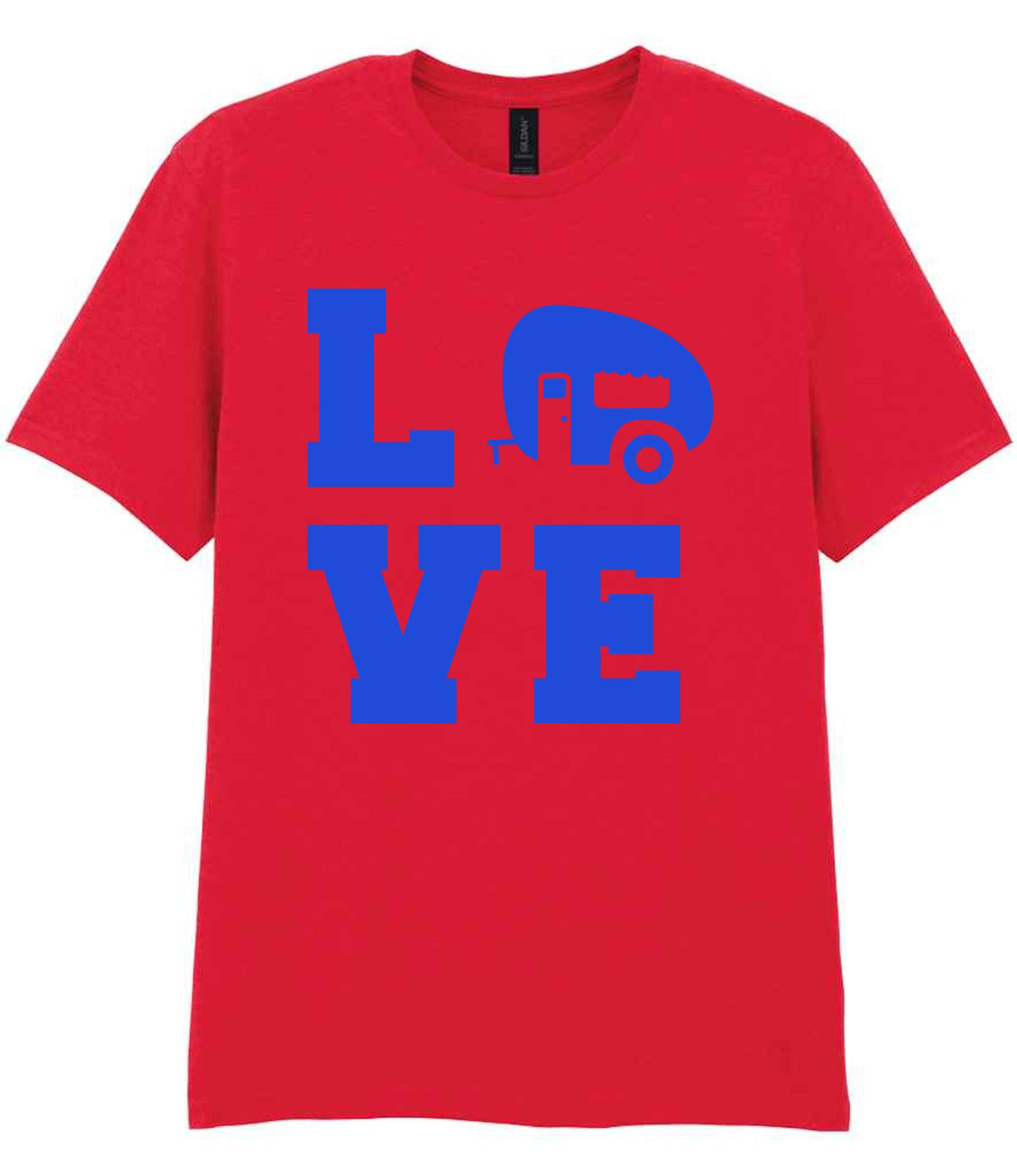 Love – Unisex T-Shirt in Red with Royal Blue vinyl