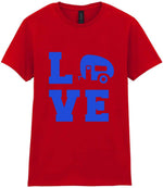 Love – Ladies T-Shirt in Red with Royal Blue vinyl