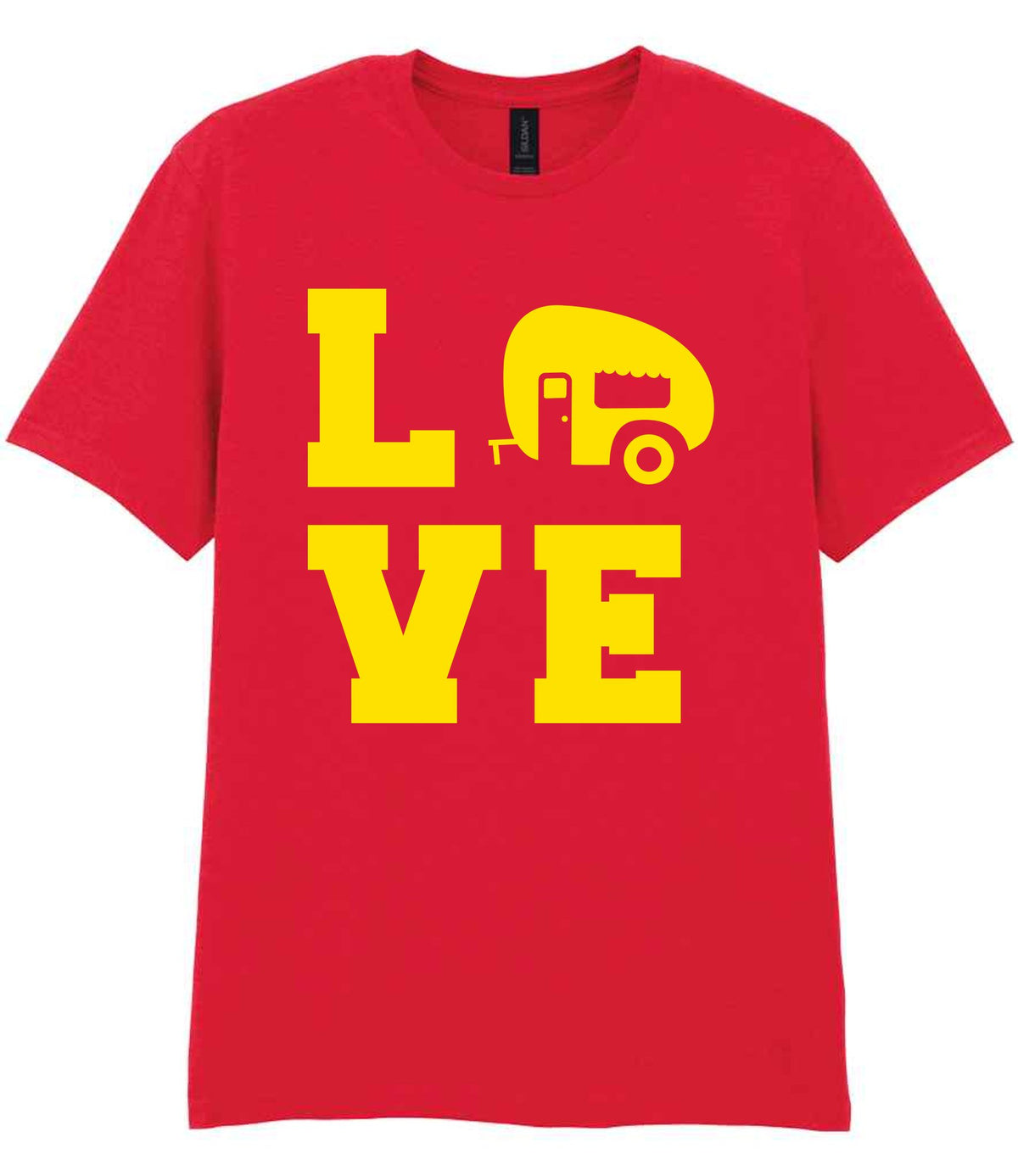 Love – Unisex T-Shirt in Red with Yellow vinyl