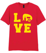 Love – Unisex T-Shirt in Red with Yellow vinyl