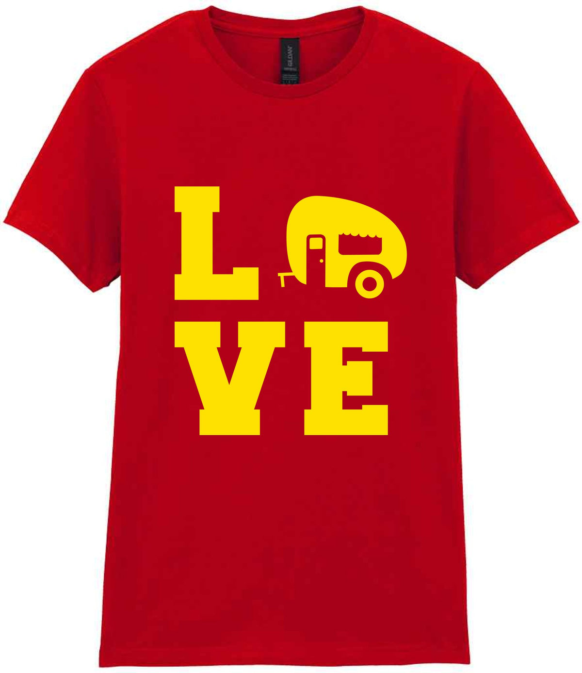 Love – Ladies T-Shirt in Red with Yellow vinyl