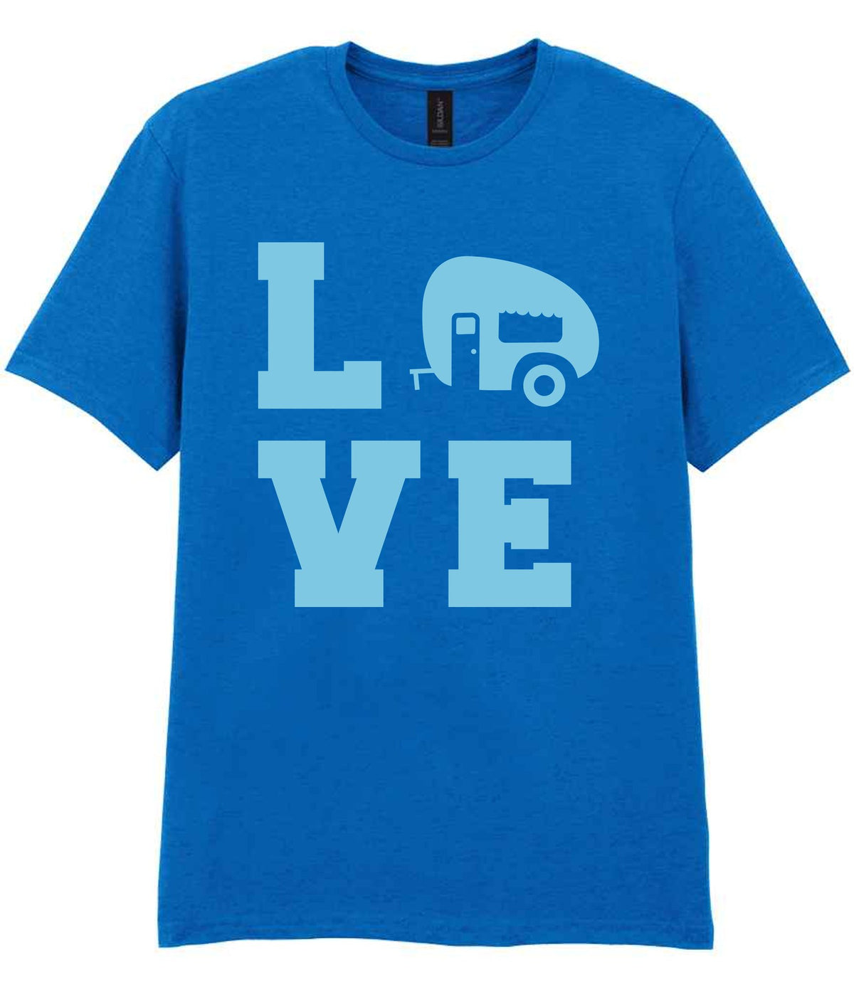Love – Unisex T-Shirt in Royal Blue with Baby Blue vinyl