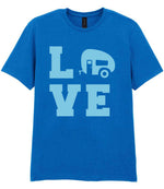 Love – Unisex T-Shirt in Royal Blue with Baby Blue vinyl