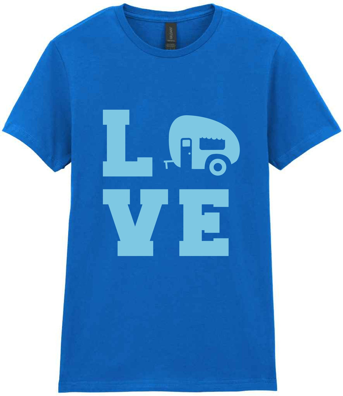 Love – Ladies T-Shirt in Royal Blue with Baby Blue vinyl