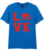 Love – Unisex T-Shirt in Royal Blue with Red vinyl