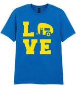 Love – Unisex T-Shirt in Royal Blue with Yellow vinyl